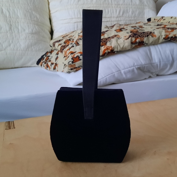 Vintage Black Velvet Mini Bag with Rhinestone Details NWOT - Picture 4 of 4